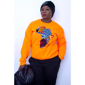 Safety orange African map sweatshirt