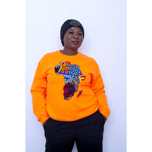 Safety orange African map sweatshirt